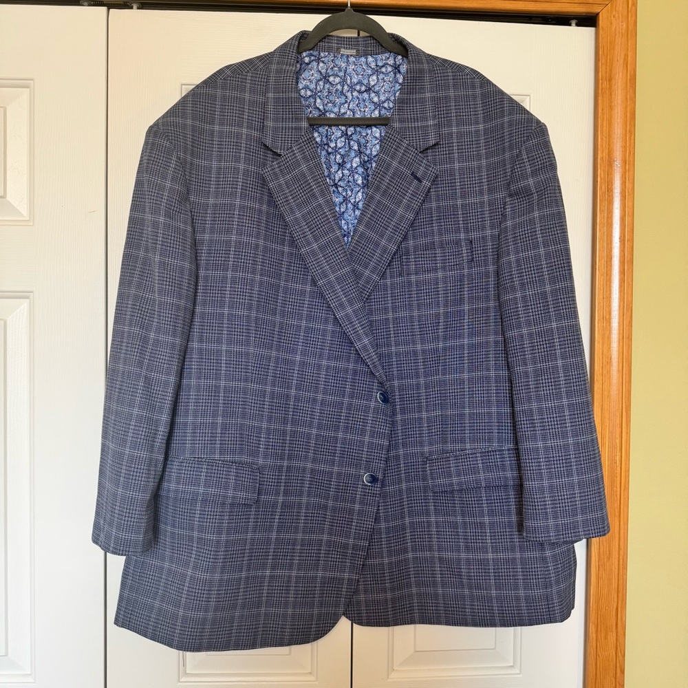 Men's Blue Plaid Blazer
